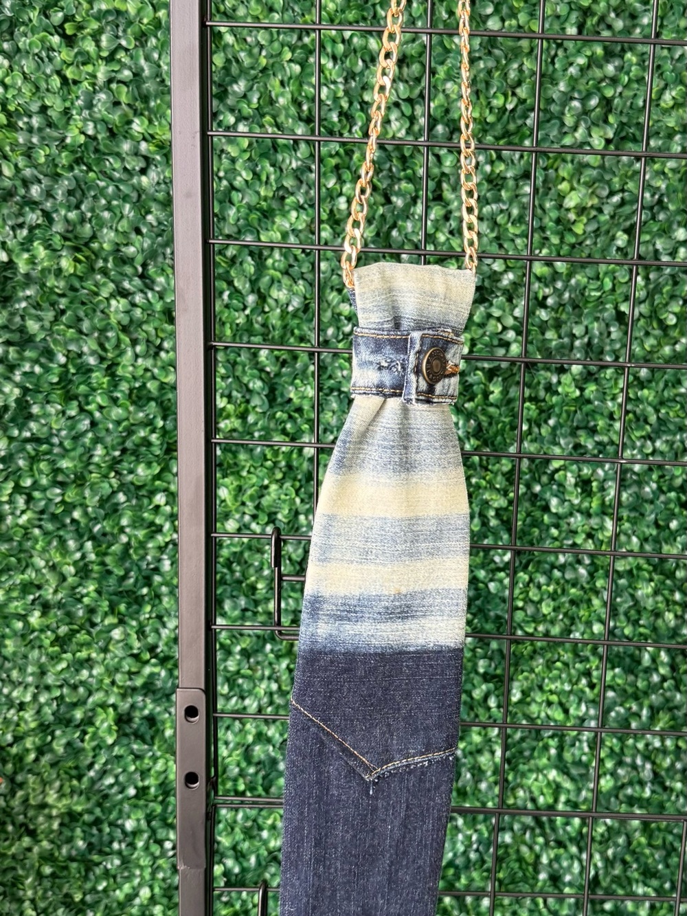 Denim Necklace Tie- Bleached Blue Denim